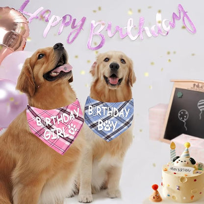Dog Birthday Bandana Dog Birthday Boy Girl Dog Birthday Supplies for Small Medium Large Pet（light pink