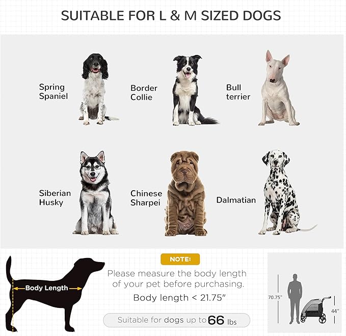 NicBex Dog Stroller Modern Pet Stroller Universal Wheel with Storage Basket Pet Stroller for Medium Dogs Classic Ventilated Foldable Oxford Fabric for Medium Size Dogs