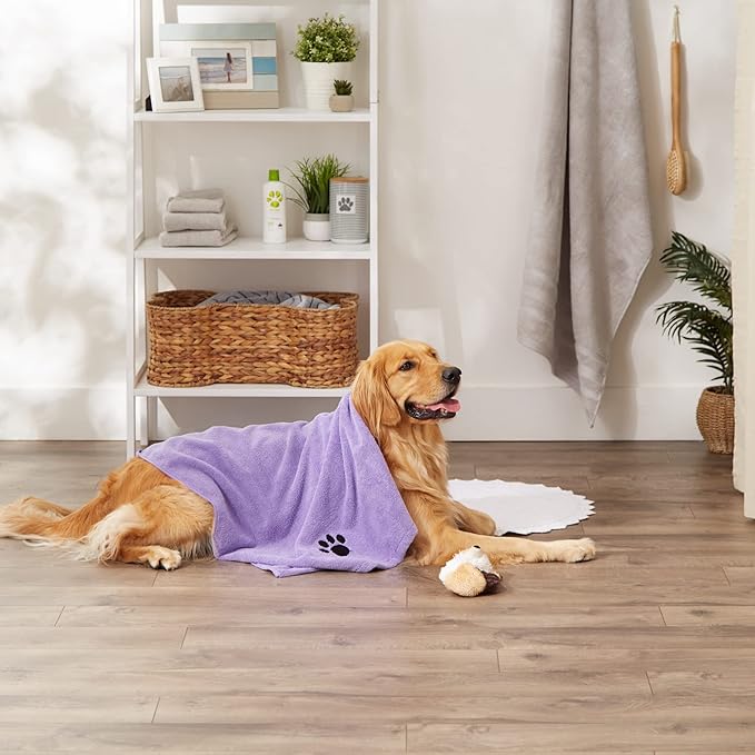 Bone Dry Embroidered Pet Grooming Towel Collection 41x23.5, Lavender