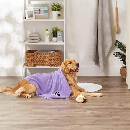 Bone Dry Embroidered Pet Grooming Towel Collection 41x23.5, Lavender