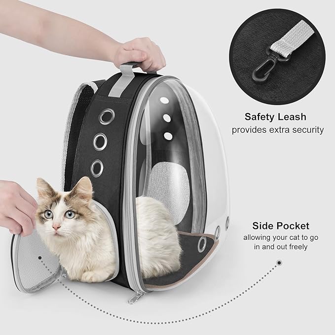 Cat Carrier Backpack Portable Pet Travel Solution Pet Carrier Dog Carrier Backpack Bag Space Capsule for Small Medium Cat Puppy Dog Travel Hiking Walking Camping Up to 17Lb (Black)