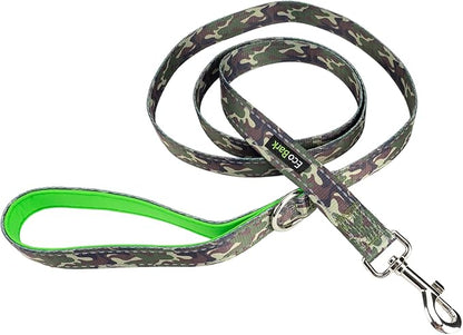 EcoBark Dog Leash - Soft & Reflective Comfort Training Leashes with Padded Handle - Strong Durable Heavy Duty - Training and Pulling for Small, Medium or Large Dogs (Camo)