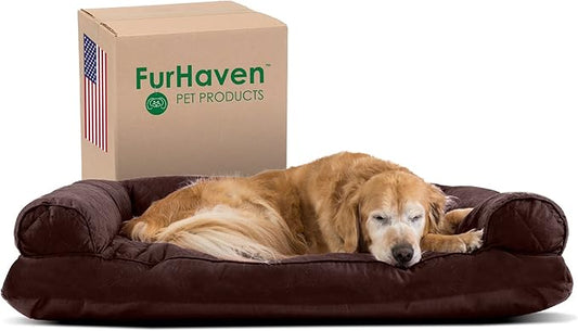 Furhaven Pillow Dog Bed for Large Dogs w/ Removable Bolsters & Washable Cover