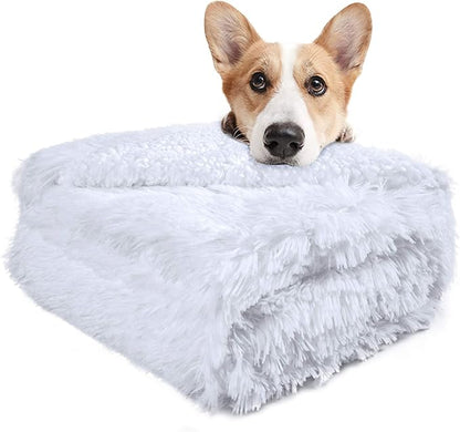 LOCHAS Luxury Fluffy Dog Blanket 20''x30'' White