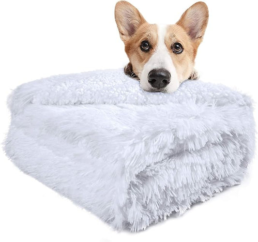 LOCHAS Luxury Fluffy Dog Blanket 20''x30'' White