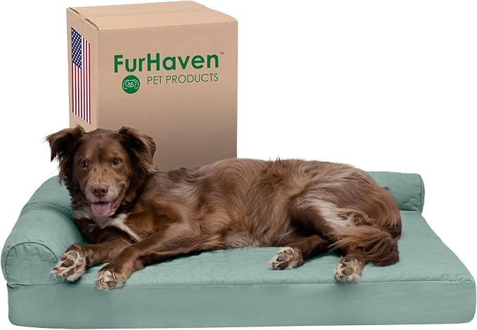 Furhaven Memory Foam Dog Bed for Large Dogs w/ Removable Bolsters & Washable Cover 95 lbs