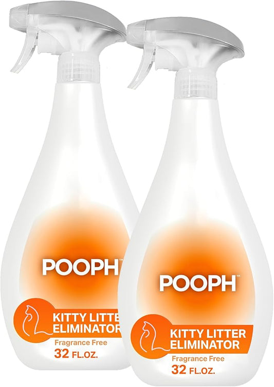 POOPH Kitty Spray - Odor Eliminator, 32oz - Dismantles Odors on a Molecular Basis, Cats, Freshener, Eliminator, Urine, Poop, Pee, Deodorizer, Fresh, Clean, Furniture, Potty, Safe - 2 Pack