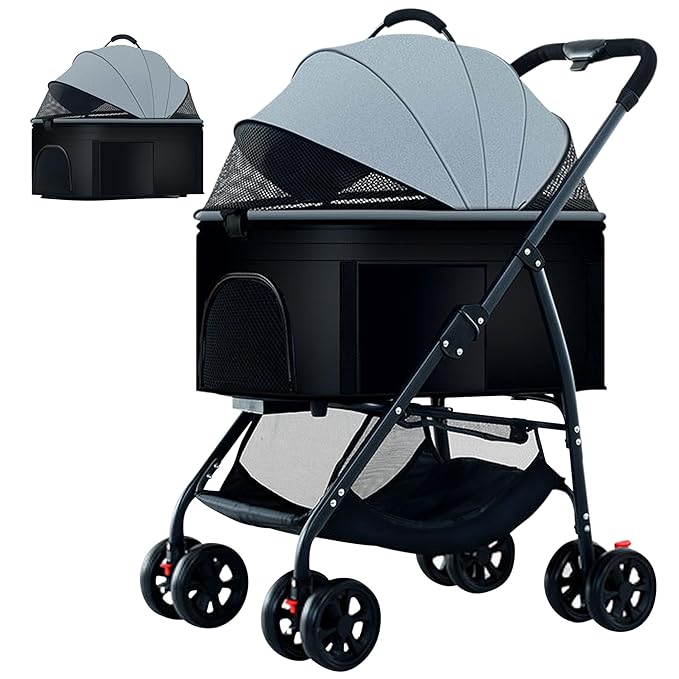 Pet Stroller 3-in-1 Multifunction Stroller,4 Wheels