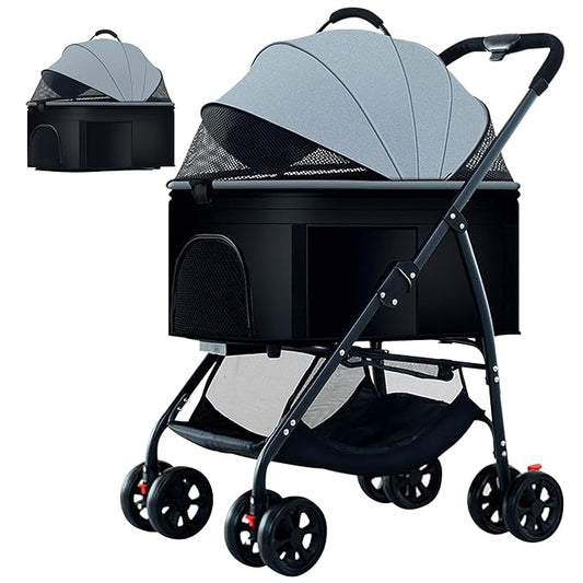Pet Stroller 3-in-1 Multifunction Stroller,4 Wheels