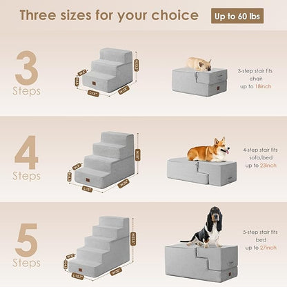 EHEYCIGA Dog Stairs for Bed 18”H 4-Step Dog