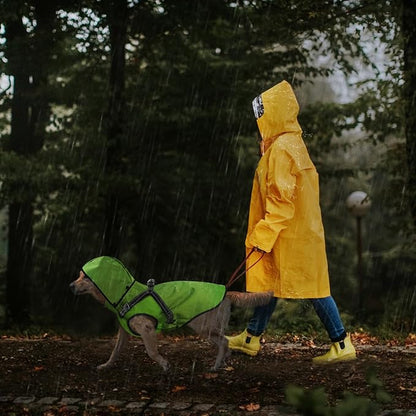 Mosucoirl Dog Raincoat Waterproof Dog Hoodie Reflective Dog Raincoat Hooded Adjustable Rain Jacket for Small Medium Large Dogs Puppies (Green, L)