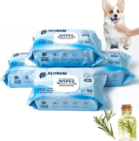 Dog Cleaning Wipes for Paws, Body and Butt, Plant-Based Unscented Pet Deodorizing Grooming Wipes, 8''x8''-400 Count, Hypoallergenic Pet Wipes for Dogs, Essential for Puppies and Adult Dogs