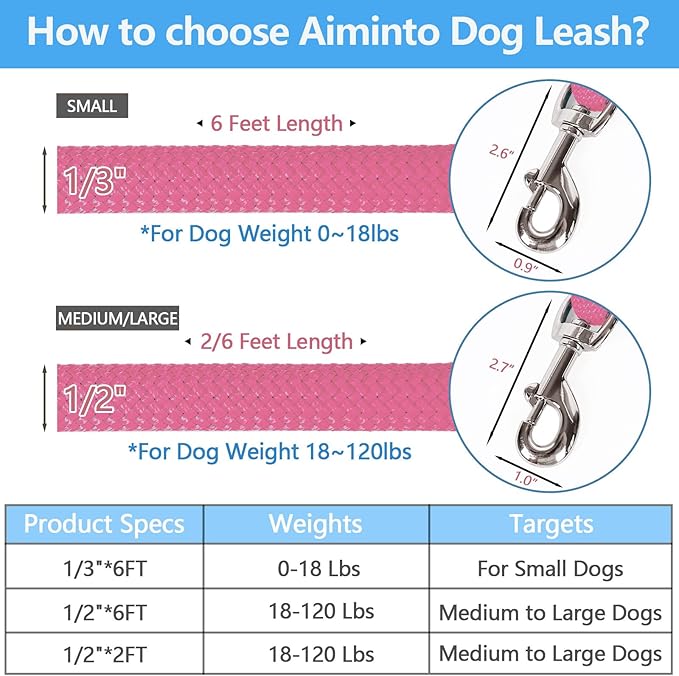 Dog Leash ((1/3") - 6FT, Pink)