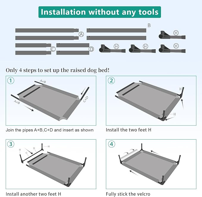 Elevated Outdoor Dog Bed Medium 32x25x8in Raised Dog Bed Summer Waterproof Dog Cot Bed Breathable Teslin Mesh 80 lbs.