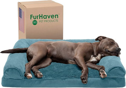 Furhaven Orthopedic Dog Bed for Large/Medium Dogs w/ Removable Bolsters & Washable Cover 55 lbs