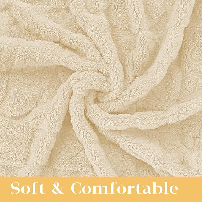 MACEVIA Fluffy Fleece Dog Blankets (29x40 Inch,Cream)