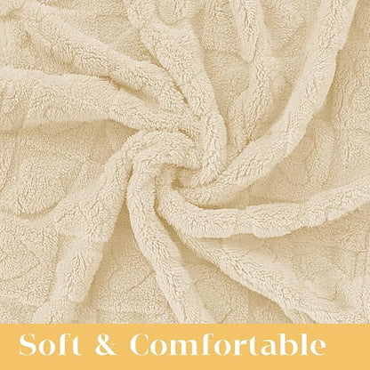MACEVIA Fluffy Fleece Dog Blankets (24x29 Inch,Cream)