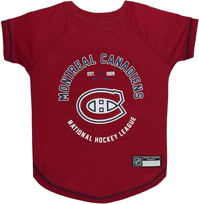 NHL Montreal Canadiens Tee Shirt for Dogs & Cats, Large. - Are You A Hockey Fan? Let Your Pet Be An NHL Fan Too!