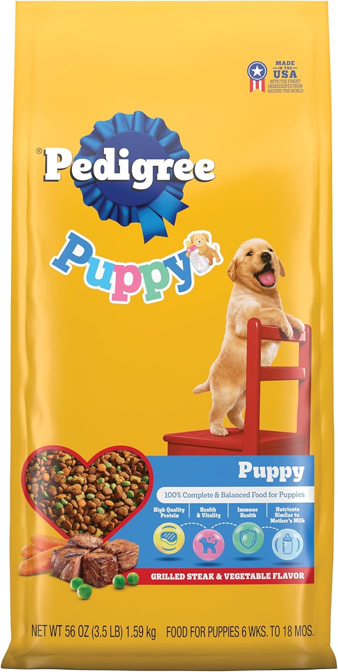 Pedigree Puppy Dry Puppy Food, Grilled Steak and Vegetable Flavor, 3.5 lb. Bag