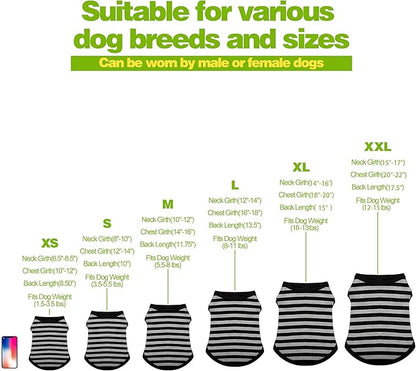 Paiaite 3 Pieces Dog Striped Shirt Dark Color