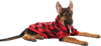 KOOLTAIL Plaid Dog Hoodie Pet Clothes Sweater with Hat and Pocket for Small Medium Large Size Dogs