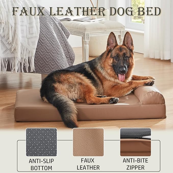 Dog Beds Orthopedic Faux Leather Extra Large Dog 52 * 32 in