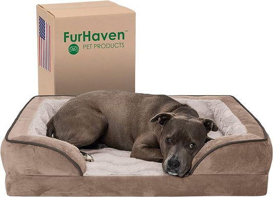 Furhaven Orthopedic Dog Bed for Large/Medium Dogs w/ Removable Bolsters & Washable Cover 55 lbs