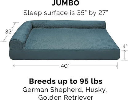 Furhaven Cooling Gel Dog Bed for Large Dogs w/ Removable Bolsters & Washable Cover 95 lbs