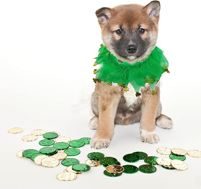 Elegant little tail 1PC Dog St Patrick's Day Costume - Dog Cat St Patrick's Day Collar Pet Collar Patterns Pet Tutu Collar Suit Pet Green Costume for Cats Small Medium Dogs