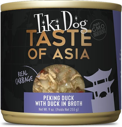 Tiki Dog Taste of The World Wet Dog Food, Asia, Peking Duck with Duck in Broth, 9 oz. Cans (8 Count)