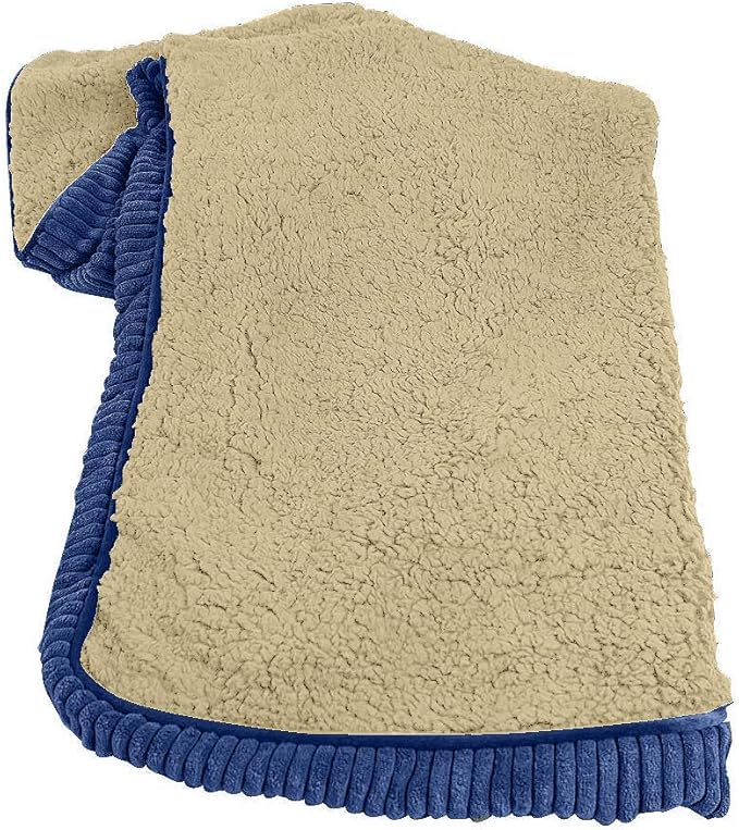 Floppy Dawg Large Dog Bed Replacement Cover. Removable and Machine Washable Cover for Mattress and Rectangular Pillow Beds. 40L x 28W. Blue with Beige Top.