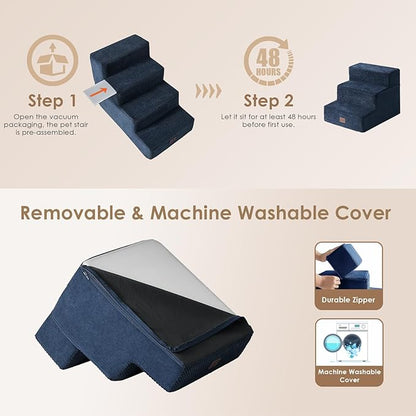 EHEYCIGA Dog Stairs for Small Dogs 13.5" H 3-Step Dog