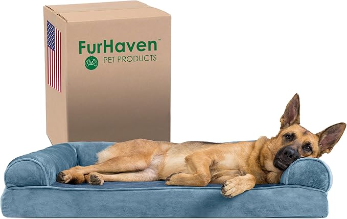 Furhaven Memory Foam Dog Bed for Large Dogs w/ Removable Bolsters & Washable Cover 95 lbs