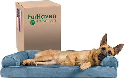 Furhaven Memory Foam Dog Bed for Large Dogs w/ Removable Bolsters & Washable Cover 95 lbs