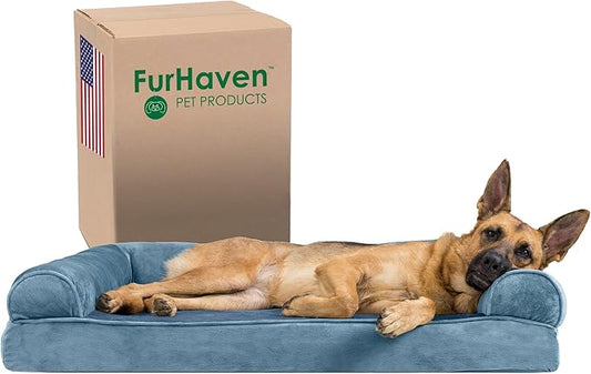Furhaven Memory Foam Dog Bed for Large Dogs w/ Removable Bolsters & Washable Cover 95 lbs