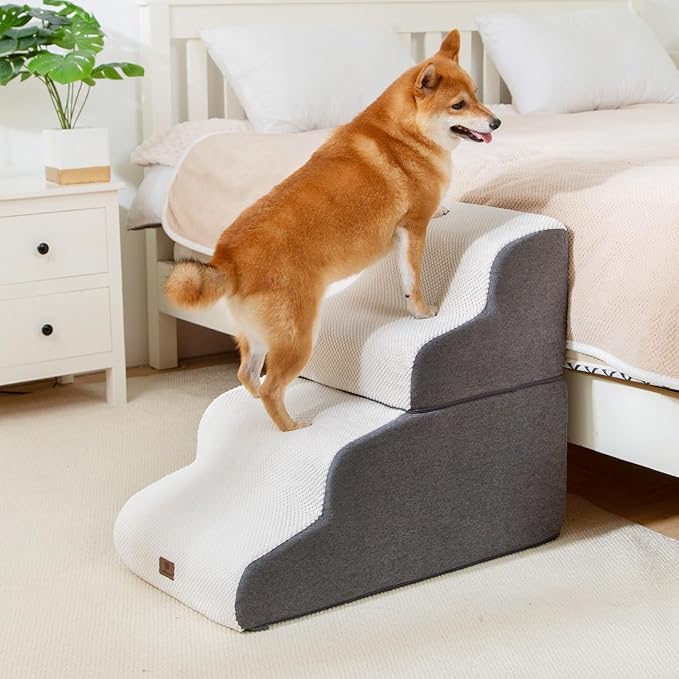 Pettycare Dog Stairs Ramp for High Beds and Couch 4 Steps,Beige