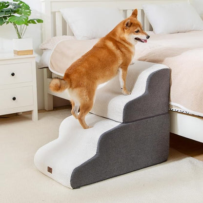 Pettycare Dog Stairs Ramp for High Beds and Couch 4 Steps,Beige