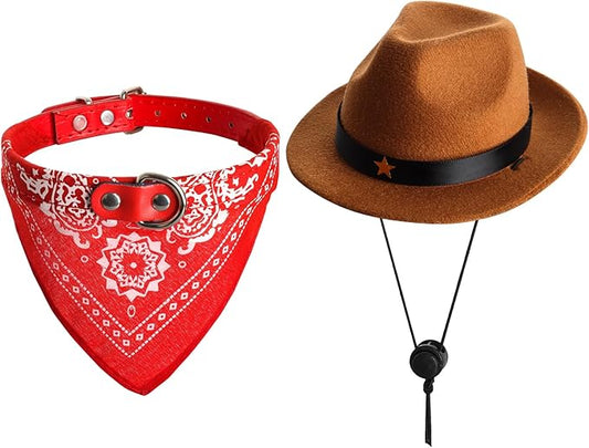 Fumwase Small Dog Cowboy Hat Pet Cowboy Costume Halloween Costumes for Dogs Cat Puppy Hats Dog Costume Costume Accessories Dog Cat for Party Festival and Daily Wearing