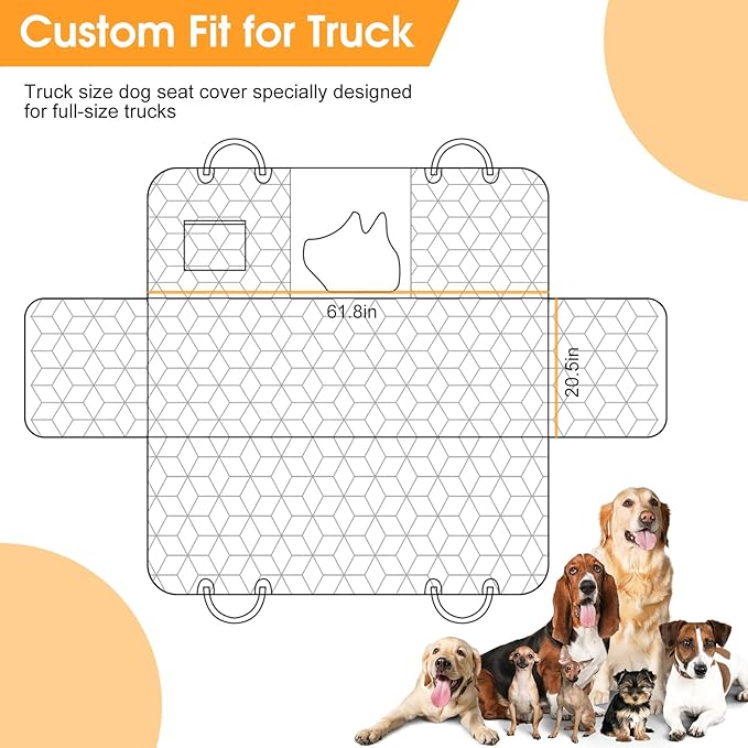Dog Car Seat Cover for Trucks F150 Ram 1500, Waterproof