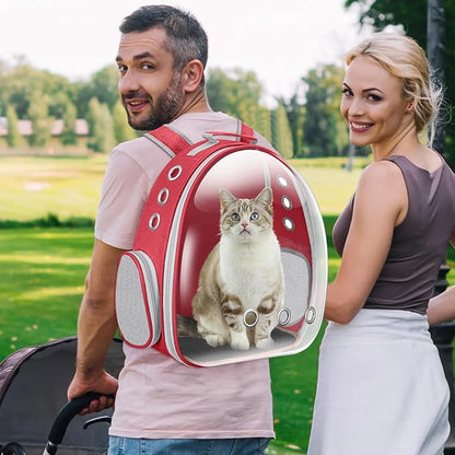 Cat Carrier Backpack Portable Pet Travel Solution Pet Carrier Dog Carrier Backpack Bag Space Capsule for Small Medium Cat Puppy Dog Travel Hiking Walking Camping Up to 17Lb (Red)