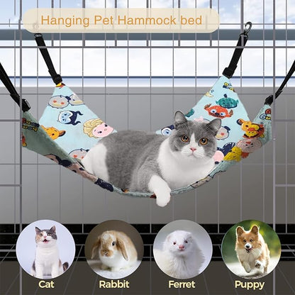 Eilin Cat Hammock Bed Pet Cage Hammock Window Hanging Swing Cool Summer Adjustable Straps Waterproof Breathable Double-Sided Hanging Bed Kitten Ferret Puppy（Random Style）