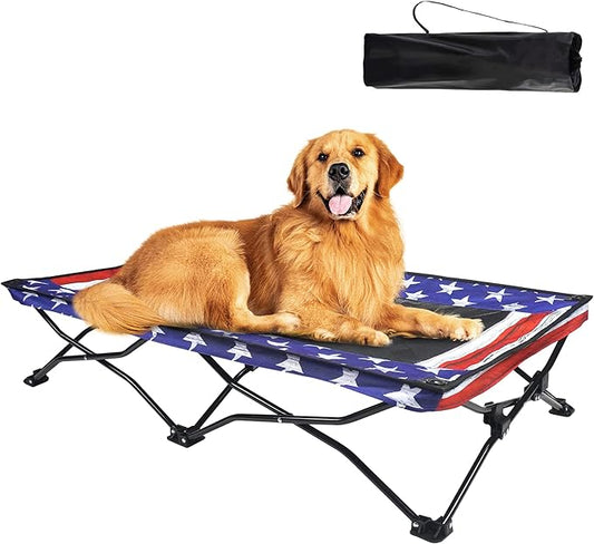 Folding Outdoor Raised Elevated Cooling Dog Cot Beds for Large Dogs 47 Inches
