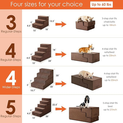 EHEYCIGA Dog Stairs for Bed 20”H 4-Step Extra