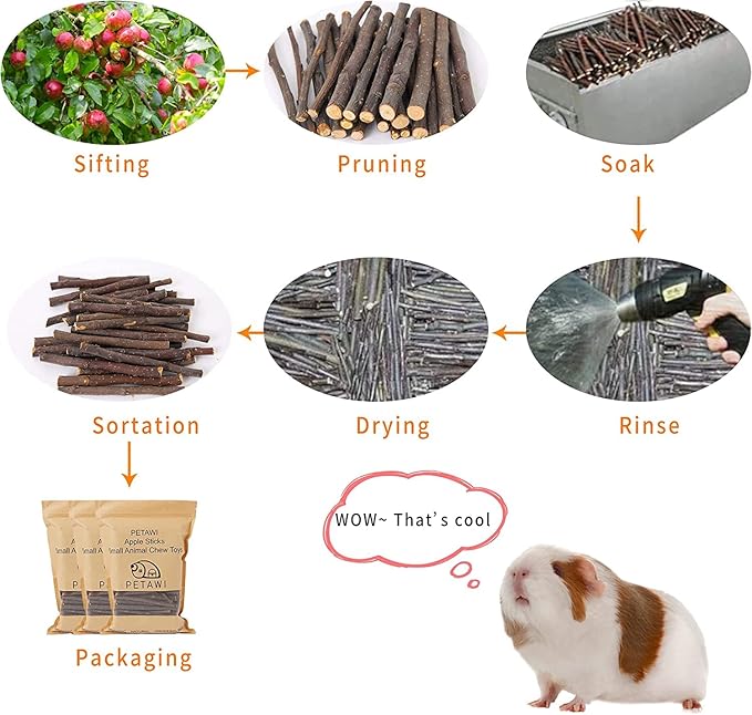 600g Apple Sticks Molar Treats, Rabbit Toys Bunny Toys Chinchilla Toys Wood Chews for Teeth Rabbit Food Guinea Pig Hamster Gerbil Toy Sticks Pet Snacks(150 Pcs)