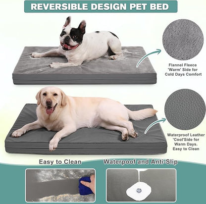 Vonabem Waterproof Dog Bed Medium Small Size Dog 30 inch, 29"x18", Gray