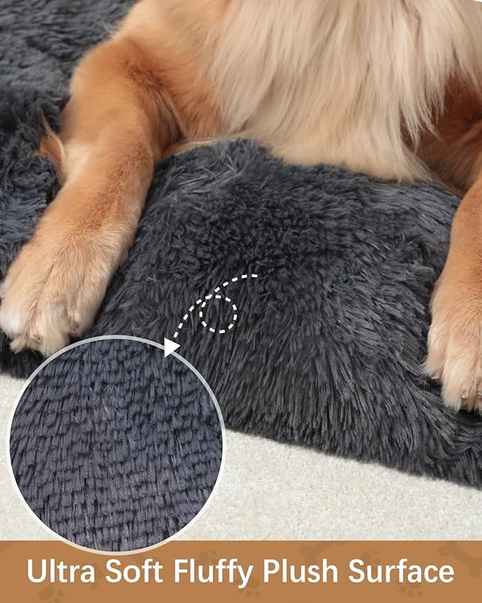 Dog Crate Pad Ultra Soft Dog Bed Mat Washable Pet Kennel Bed with Non-Slip Bottom Fluffy Plush Sleeping Mat for Large Medium Small Dogs 23 x 17 Inch