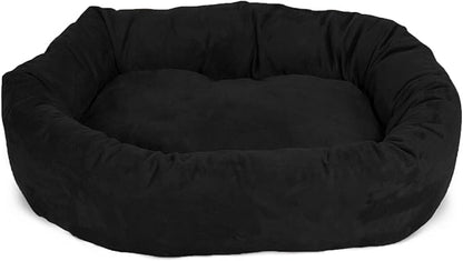Majestic Pet 40 Inch Suede Calming Dog Bed Washable – Cozy Soft Round Dog Bed with Spine Support for Dogs to Rest their Head 40x29x9 (Inch)