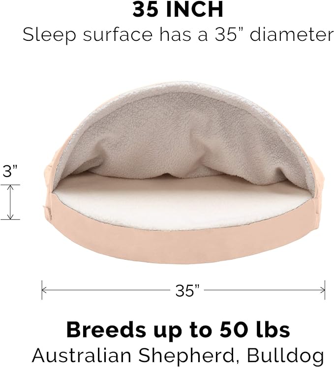 Furhaven 35" Round Orthopedic Dog Bed for Large/Medium Dogs w/ Removable Washable Cover 50 lbs 35-inch