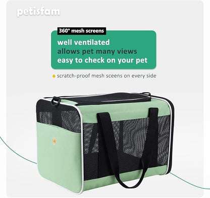 petisfam Easy Load Pet Carrier for Large, Medium Cats, 2 Cats and Small Dogs with Comfy Bed. Easy to Get Cat in, Escape Proof, Easy Storage, Washable, Safe and Comfortable for Vet Visit and Car Ride