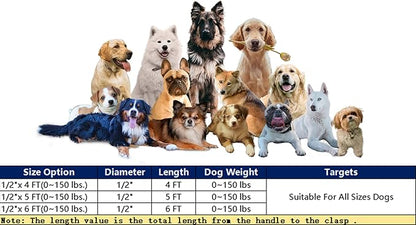 Heavy Duty Dog Leash for Large Medium Small Breed Dogs Handle,4/5/6 FT Holder,Red,1/2 inch